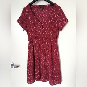 FOREVER 21 polka dot button dress red